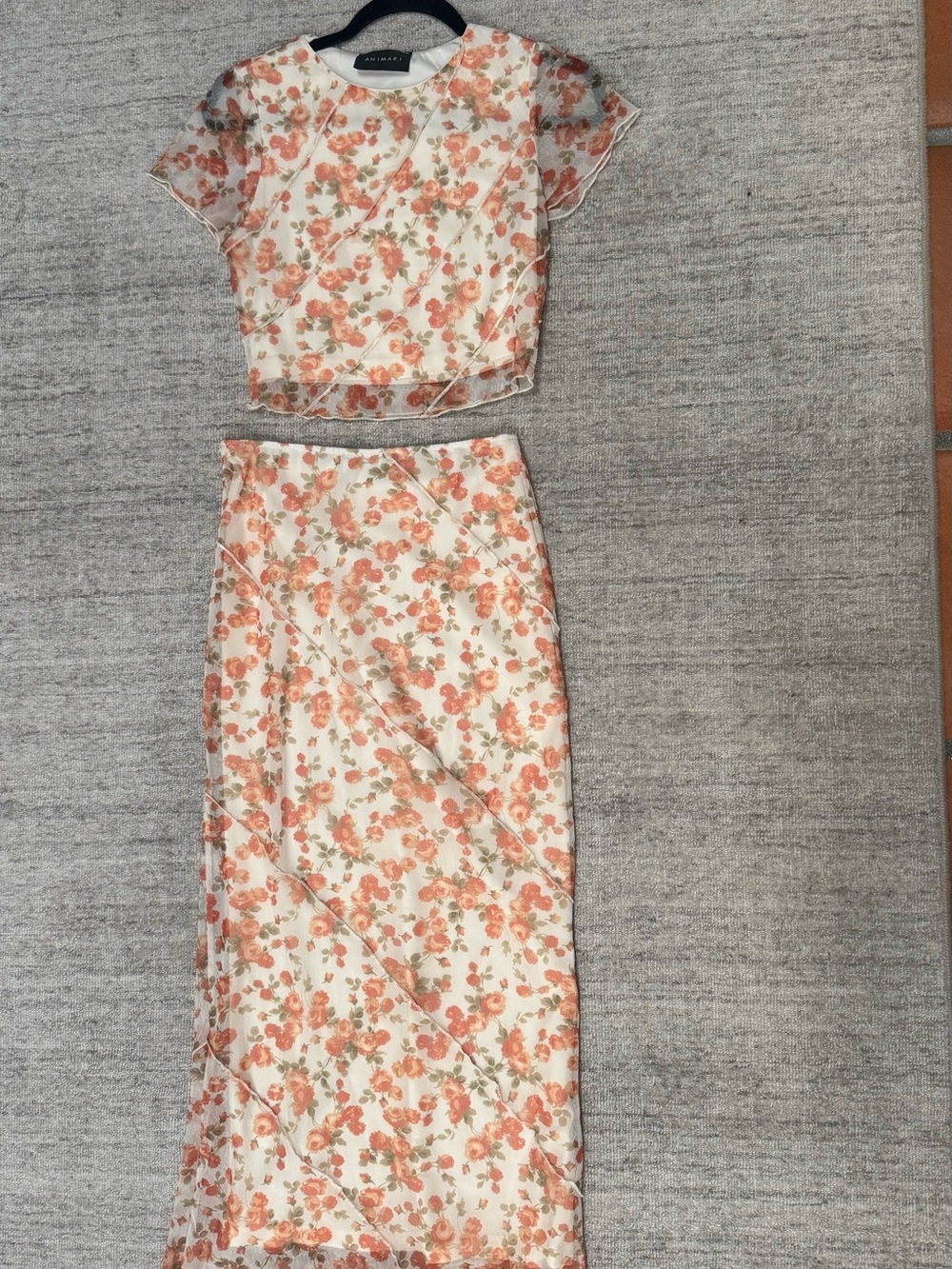 Floral Two-Piece Maxi Dress in Peach Bloom
